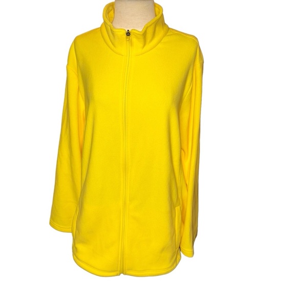 New Lands' End Women's Full-Zip Mid-Weight yellow Fleece Jacket 24W 26W 3X - Picture 1 of 5
